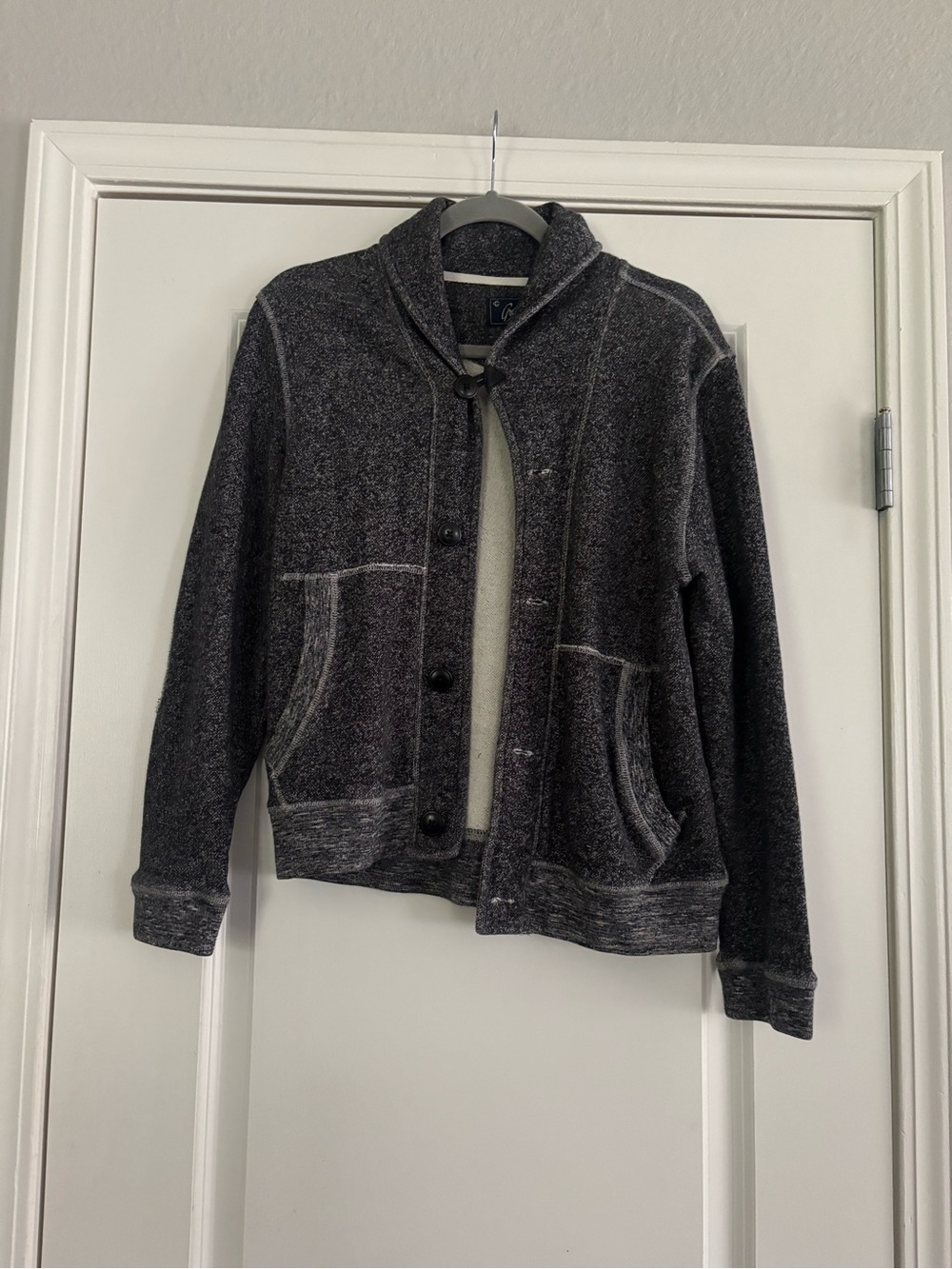 Grayers Avalon Shawl Cardigan Dark Heathered Grey Mens Size Small